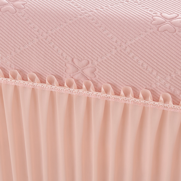 91家纺网 家纺一手货源 找家纺 畅畅家纺 2026新款聚乙烯中分子凉感冰感凉豆豆凉席席子床裙三件套-欧式伴夏 幸运草-粉