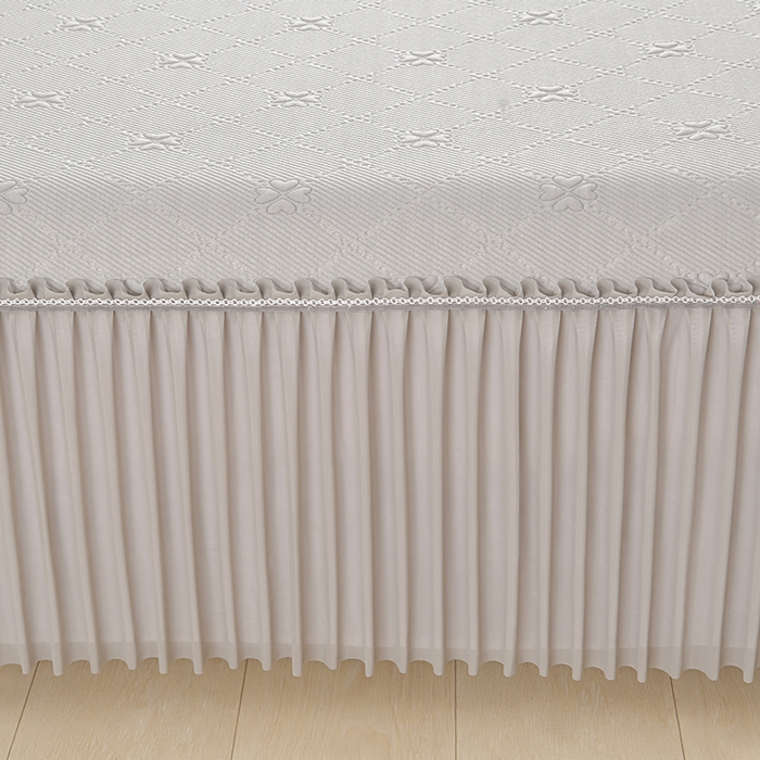 91家纺网 家纺一手货源 找家纺 畅畅家纺 2026新款聚乙烯中分子凉感冰感凉豆豆凉席席子床裙三件套-欧式伴夏 幸运草-灰