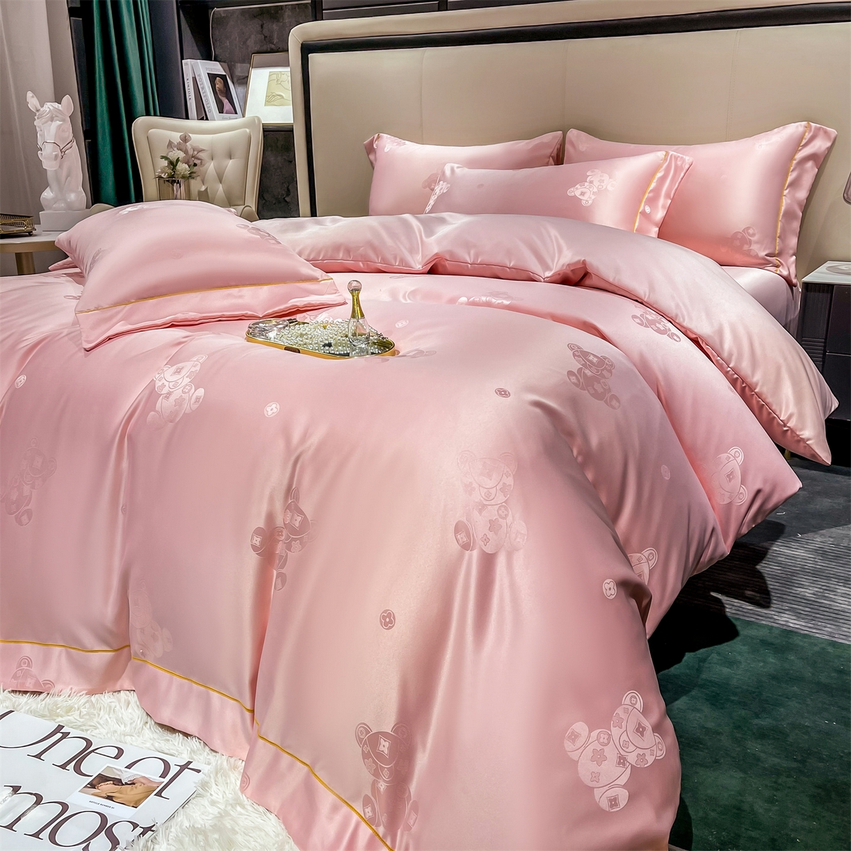 91家纺网 家纺一手货源 找家纺 （总）经年 2026新款60S贡缎提花水洗真丝四件套