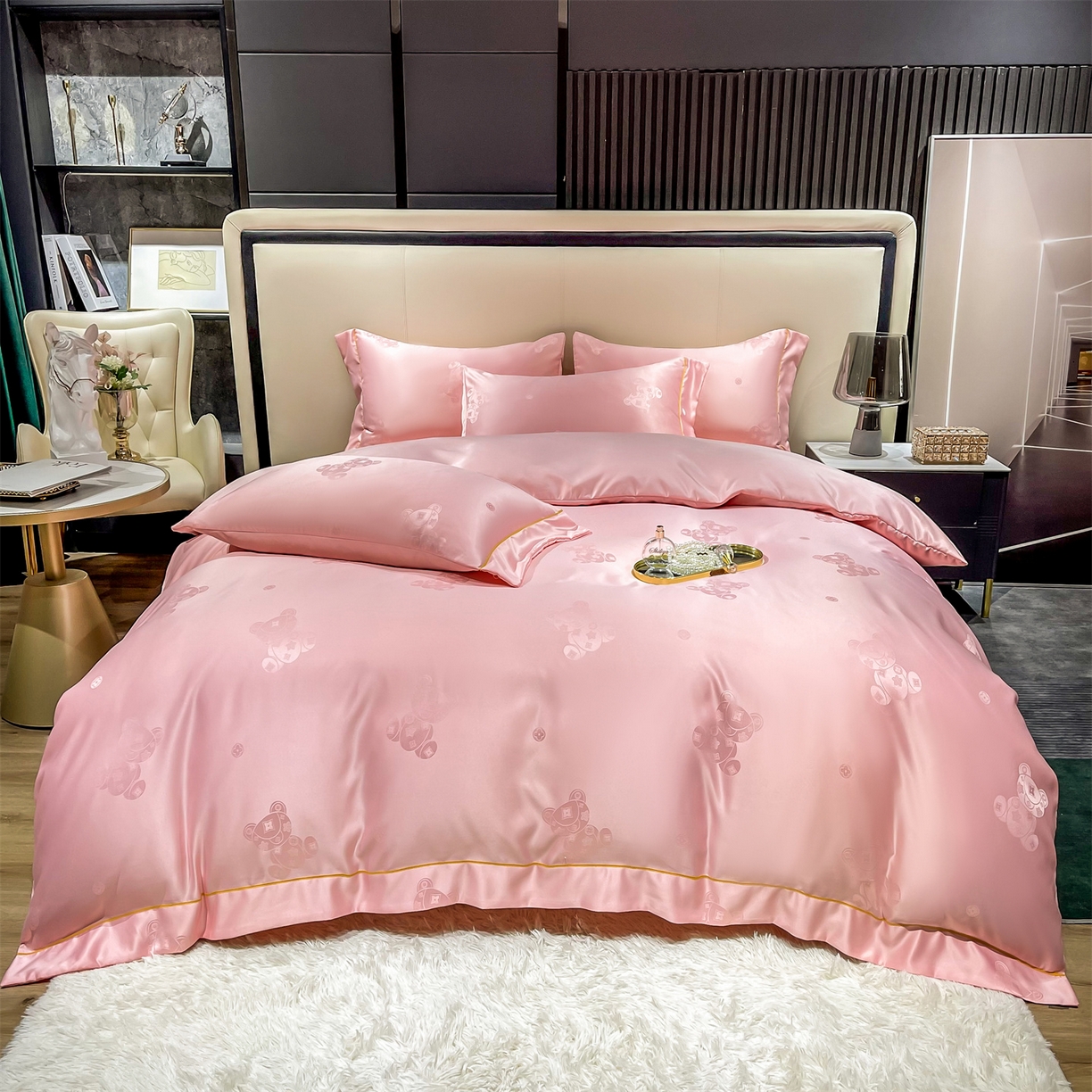 91家纺网 家纺一手货源 找家纺 （总）经年 2026新款60S贡缎提花水洗真丝四件套