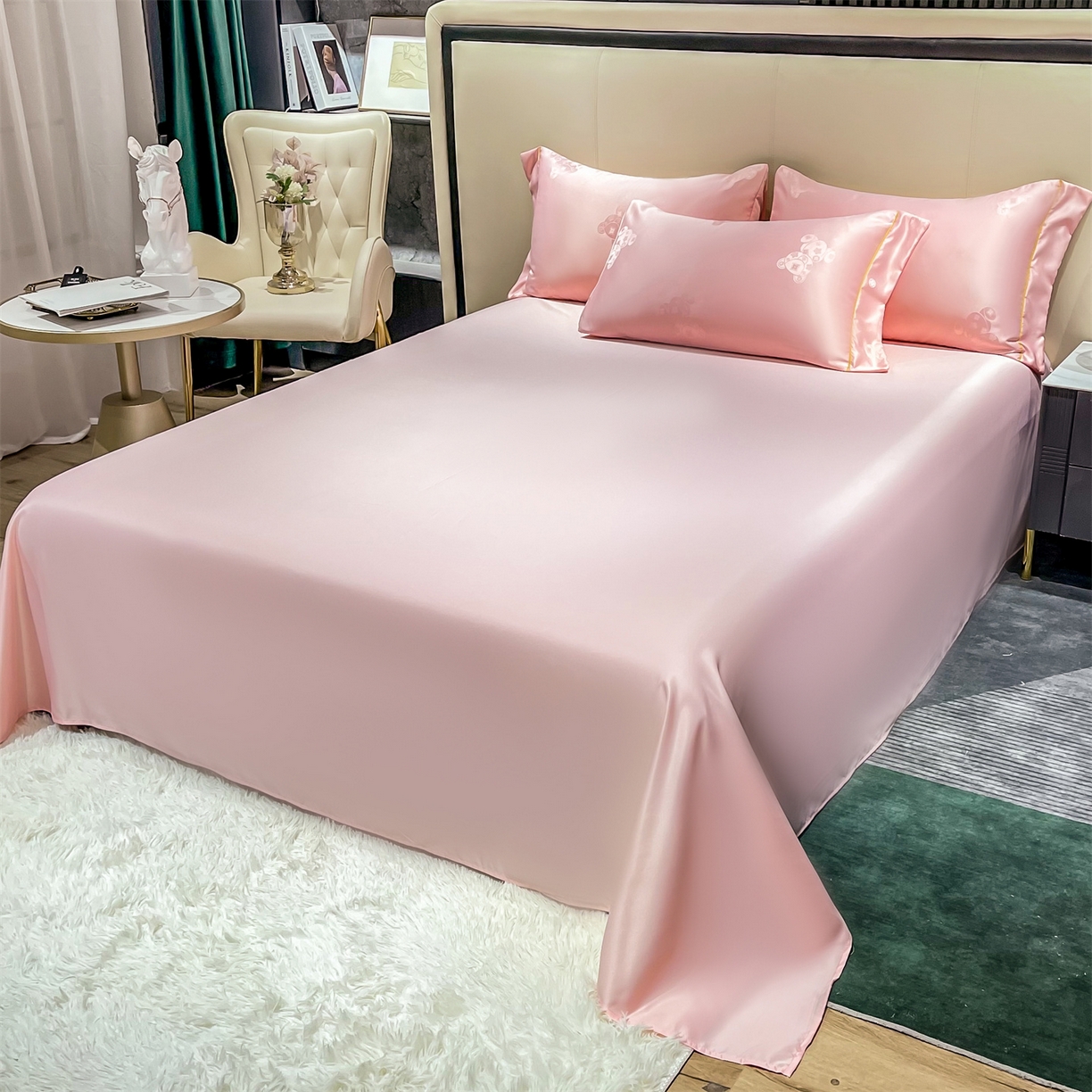 91家纺网 家纺一手货源 找家纺 （总）经年 2026新款60S贡缎提花水洗真丝四件套