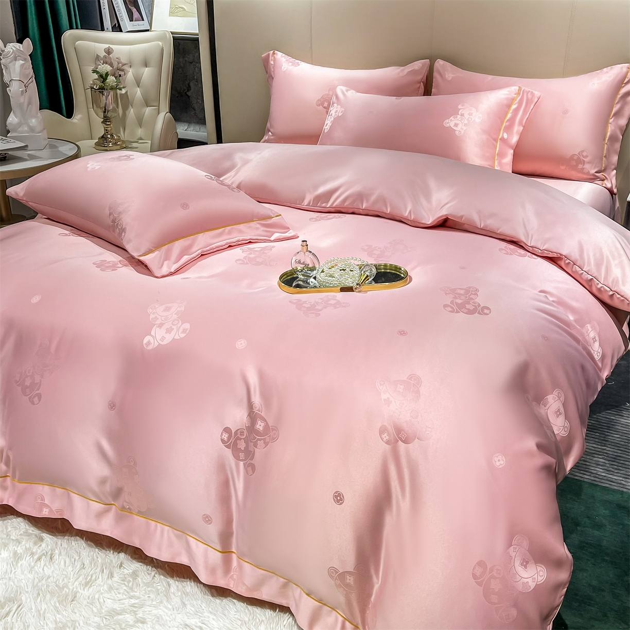 91家纺网 家纺一手货源 找家纺 （总）经年 2026新款60S贡缎提花水洗真丝四件套