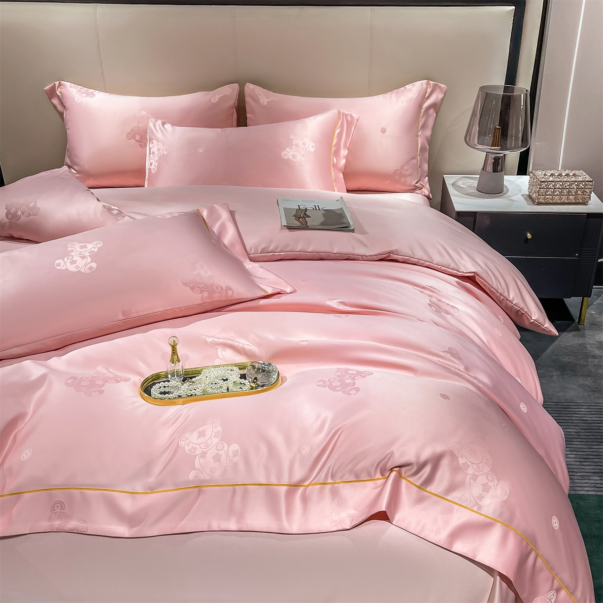 91家纺网 家纺一手货源 找家纺 （总）经年 2026新款60S贡缎提花水洗真丝四件套