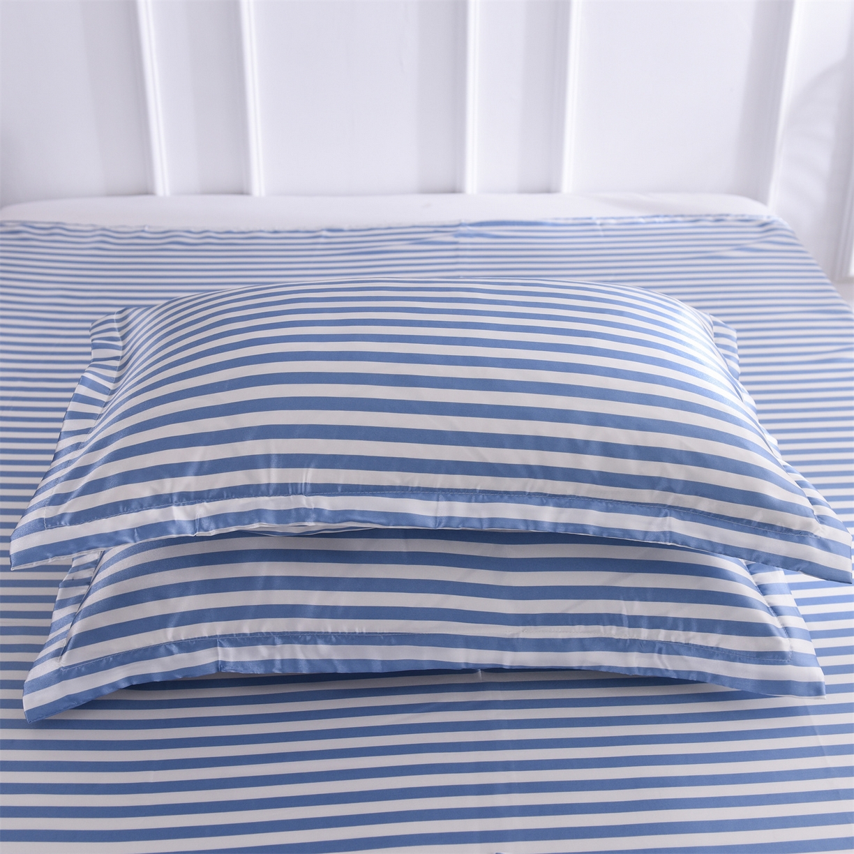 91家纺网 家纺一手货源 找家纺 经年 2026年条纹丝绸冰丝四件套 蓝中条