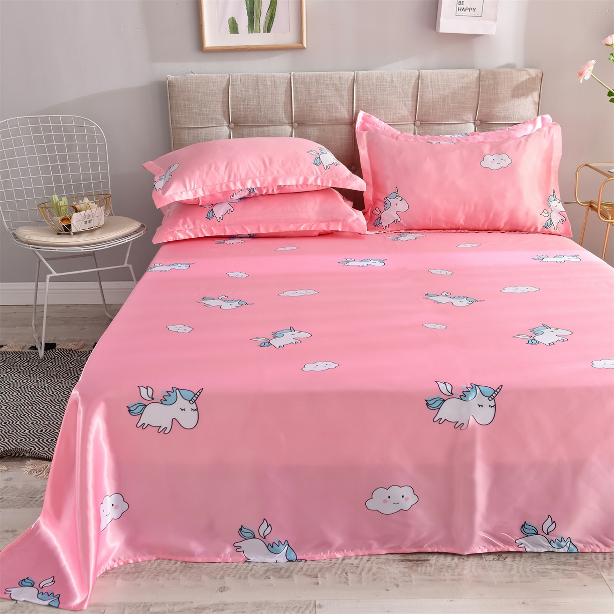 91家纺网 家纺一手货源 找家纺 经年 2026新款印花丝绸冰丝四件套 独角兽