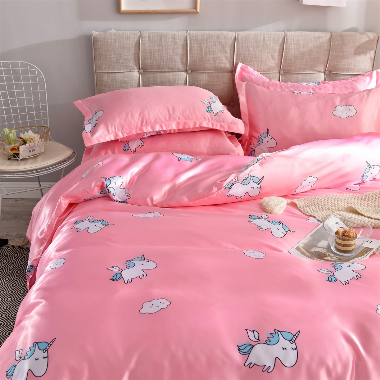 91家纺网 家纺一手货源 找家纺 经年 2026新款印花丝绸冰丝四件套 独角兽