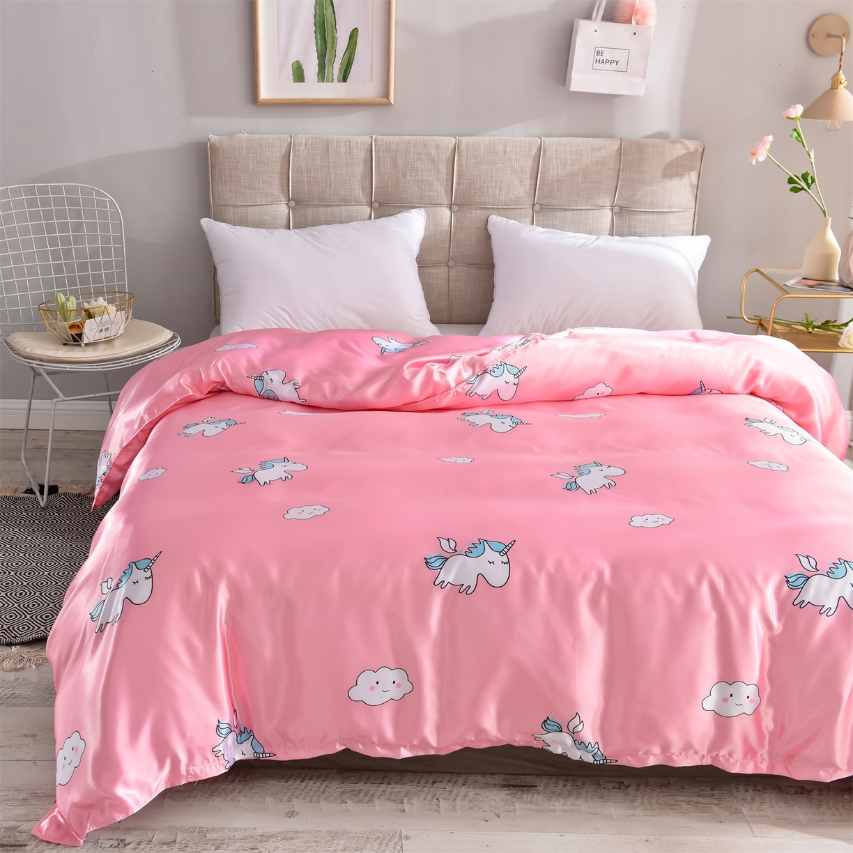 91家纺网 家纺一手货源 找家纺 经年 2026新款印花丝绸冰丝四件套 独角兽