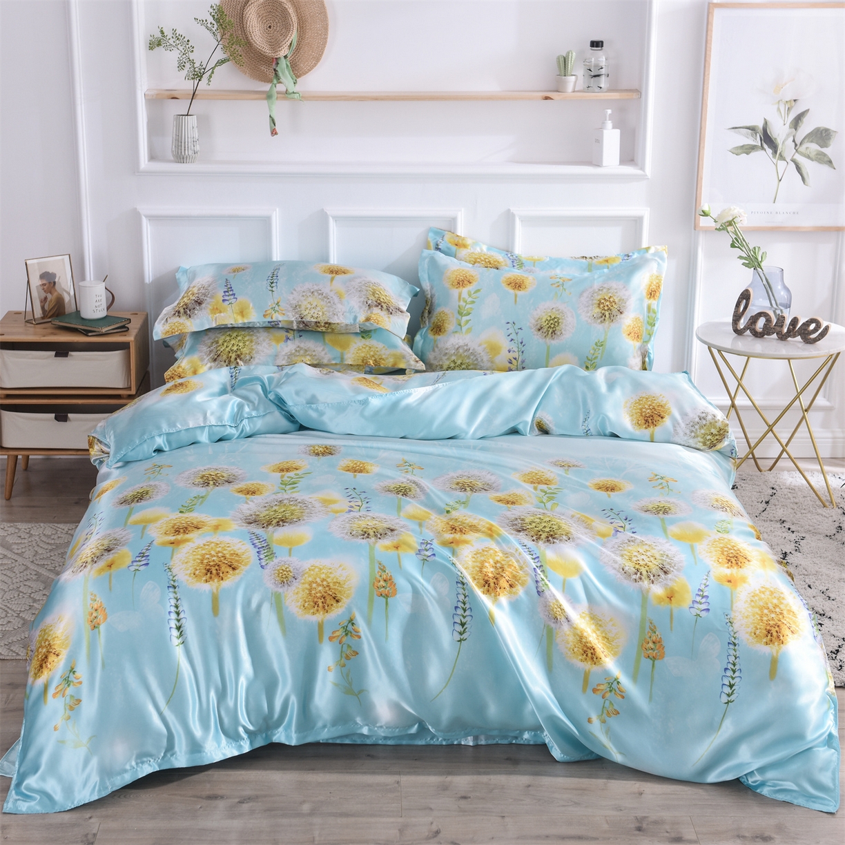 91家纺网 家纺一手货源 找家纺 经年 2026新款印花丝绸冰丝四件套 飞舞之恋