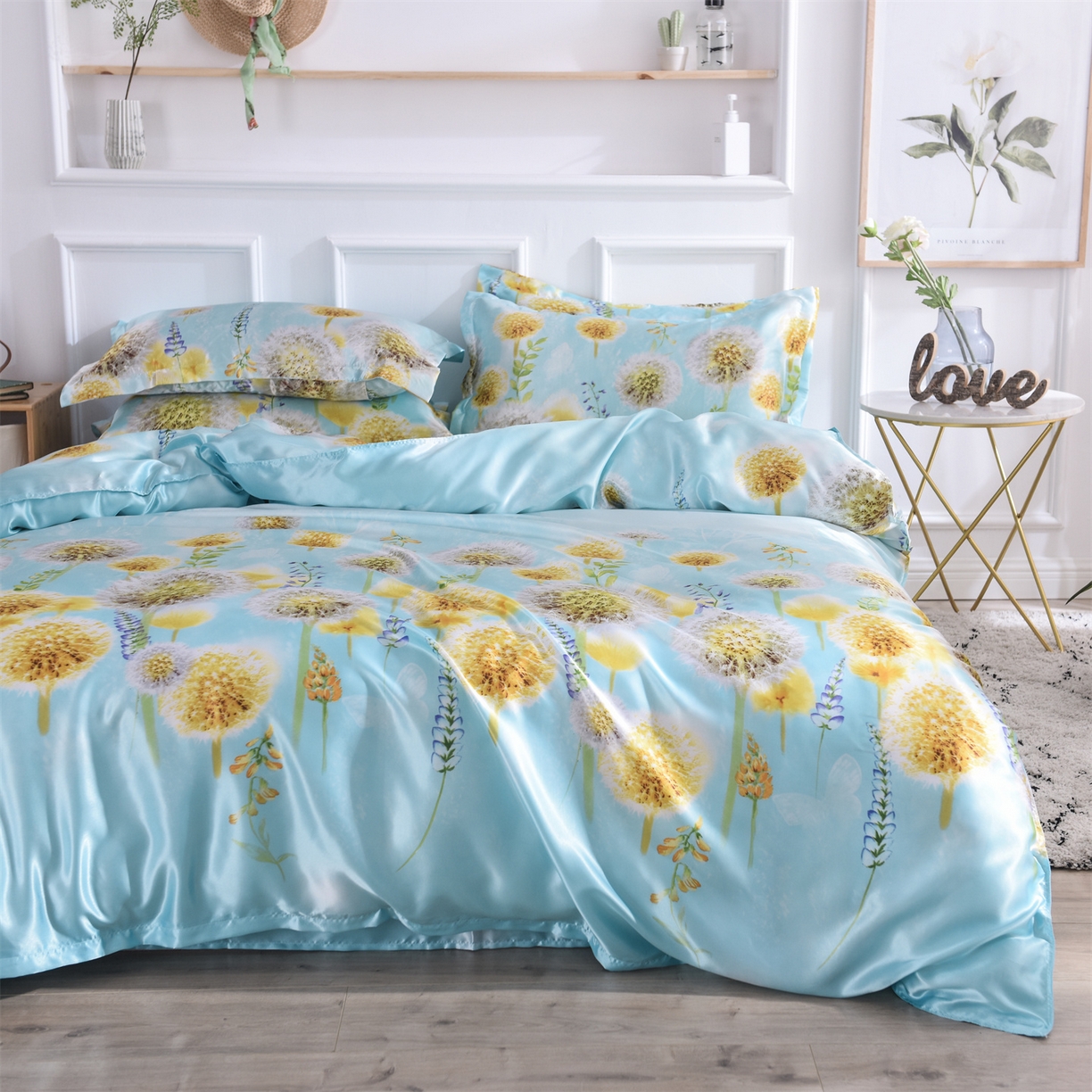 91家纺网 家纺一手货源 找家纺 经年 2026新款印花丝绸冰丝四件套 飞舞之恋