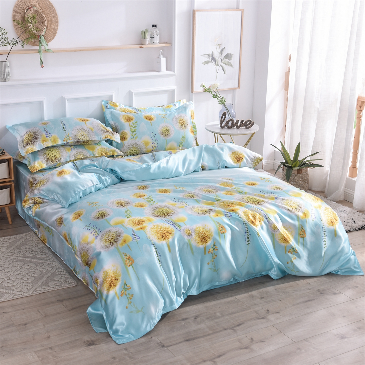 91家纺网 家纺一手货源 找家纺 经年 2026新款印花丝绸冰丝四件套 飞舞之恋