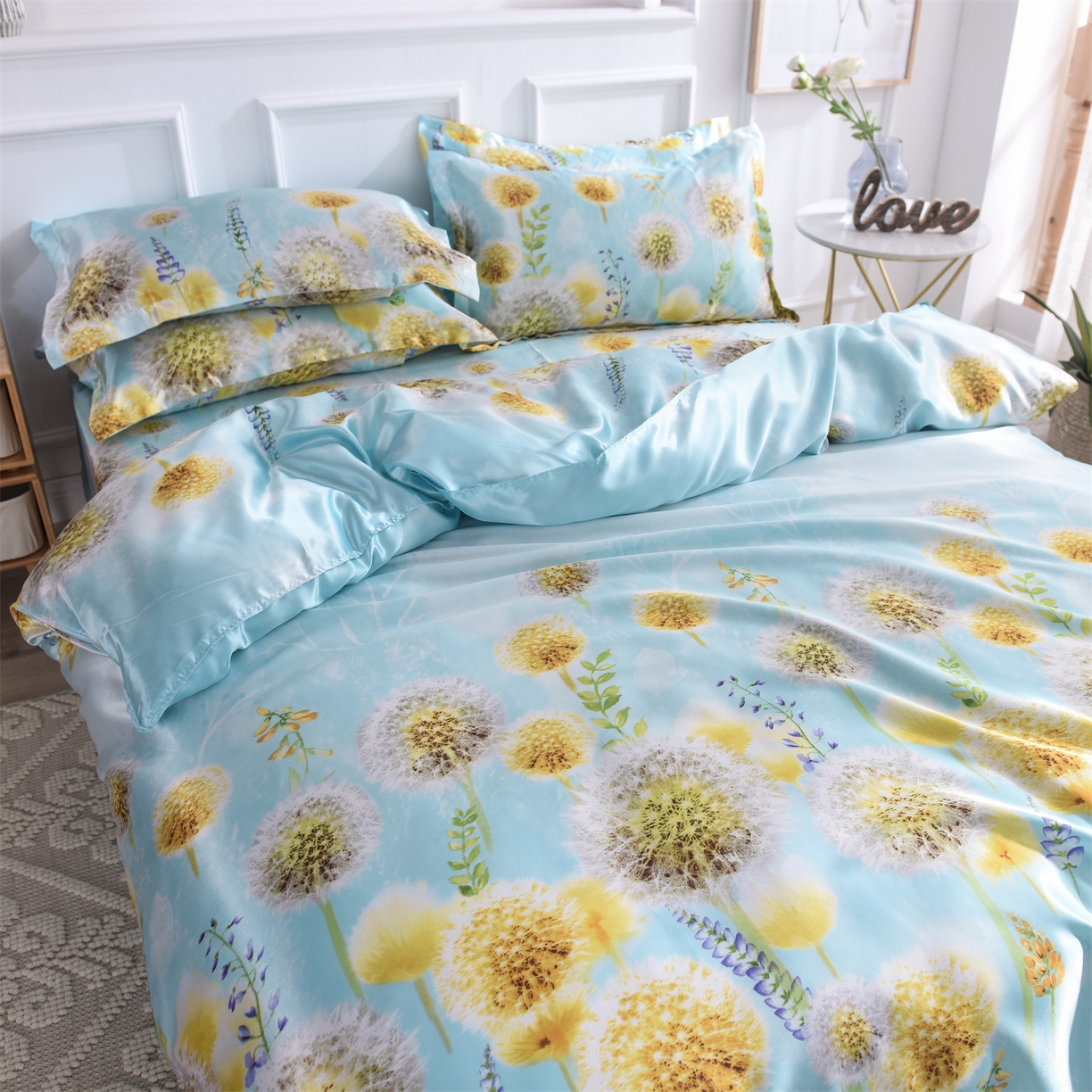 91家纺网 家纺一手货源 找家纺 经年 2026新款印花丝绸冰丝四件套 飞舞之恋