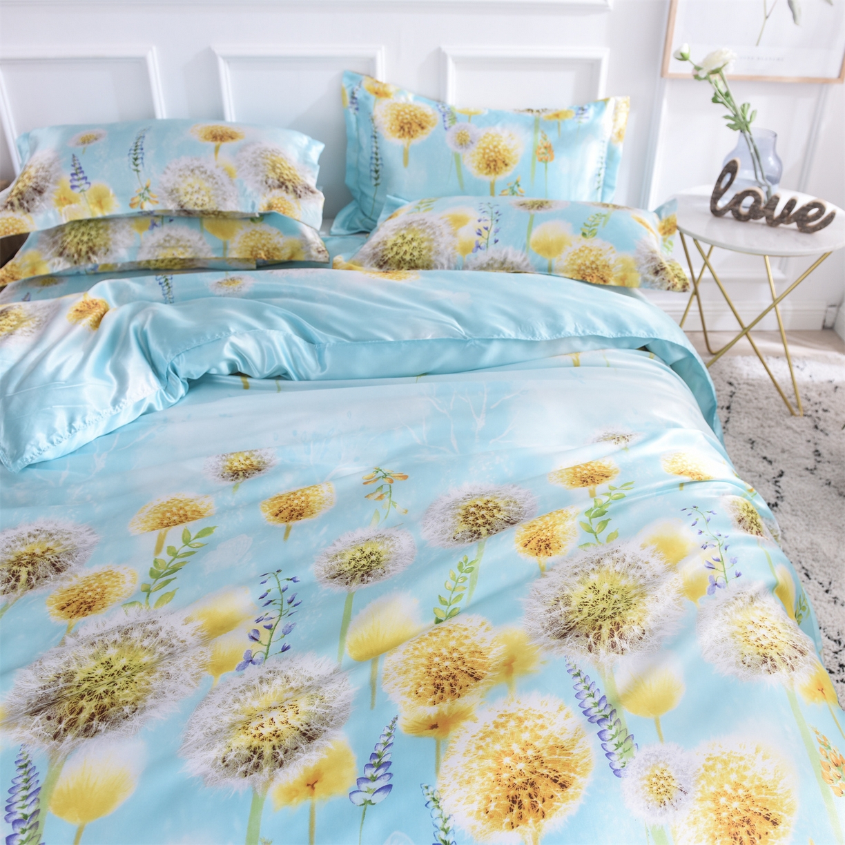 91家纺网 家纺一手货源 找家纺 经年 2026新款印花丝绸冰丝四件套 飞舞之恋