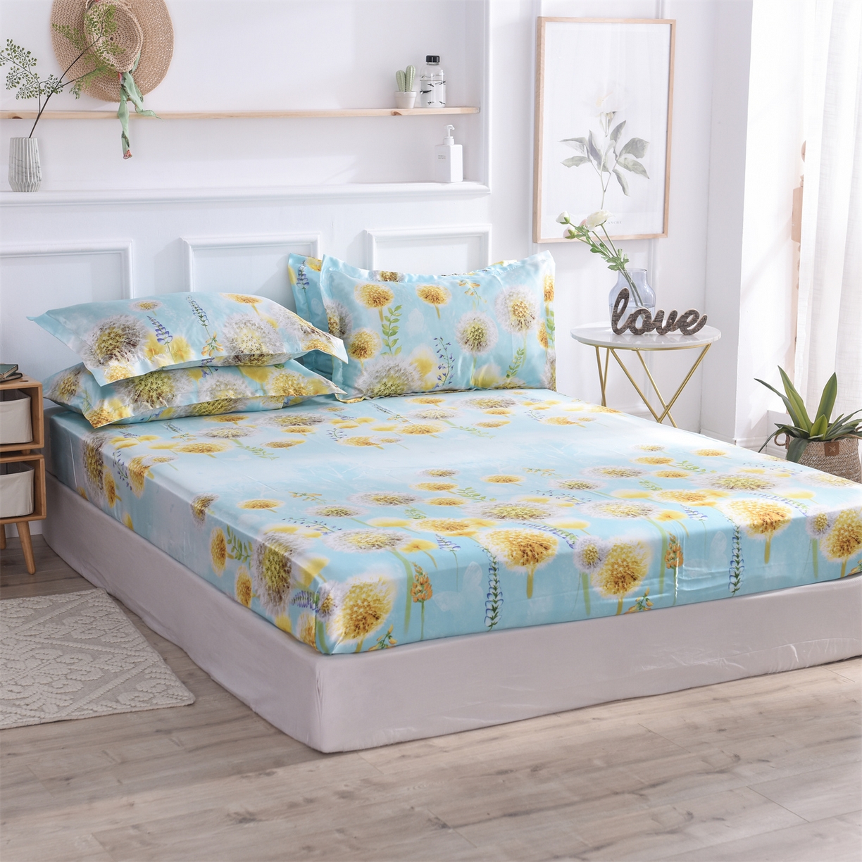 91家纺网 家纺一手货源 找家纺 经年 2026新款印花丝绸冰丝四件套 飞舞之恋