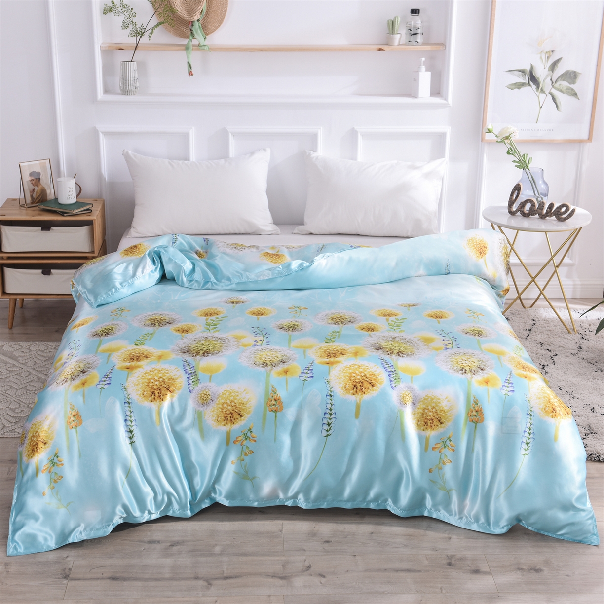 91家纺网 家纺一手货源 找家纺 经年 2026新款印花丝绸冰丝四件套 飞舞之恋