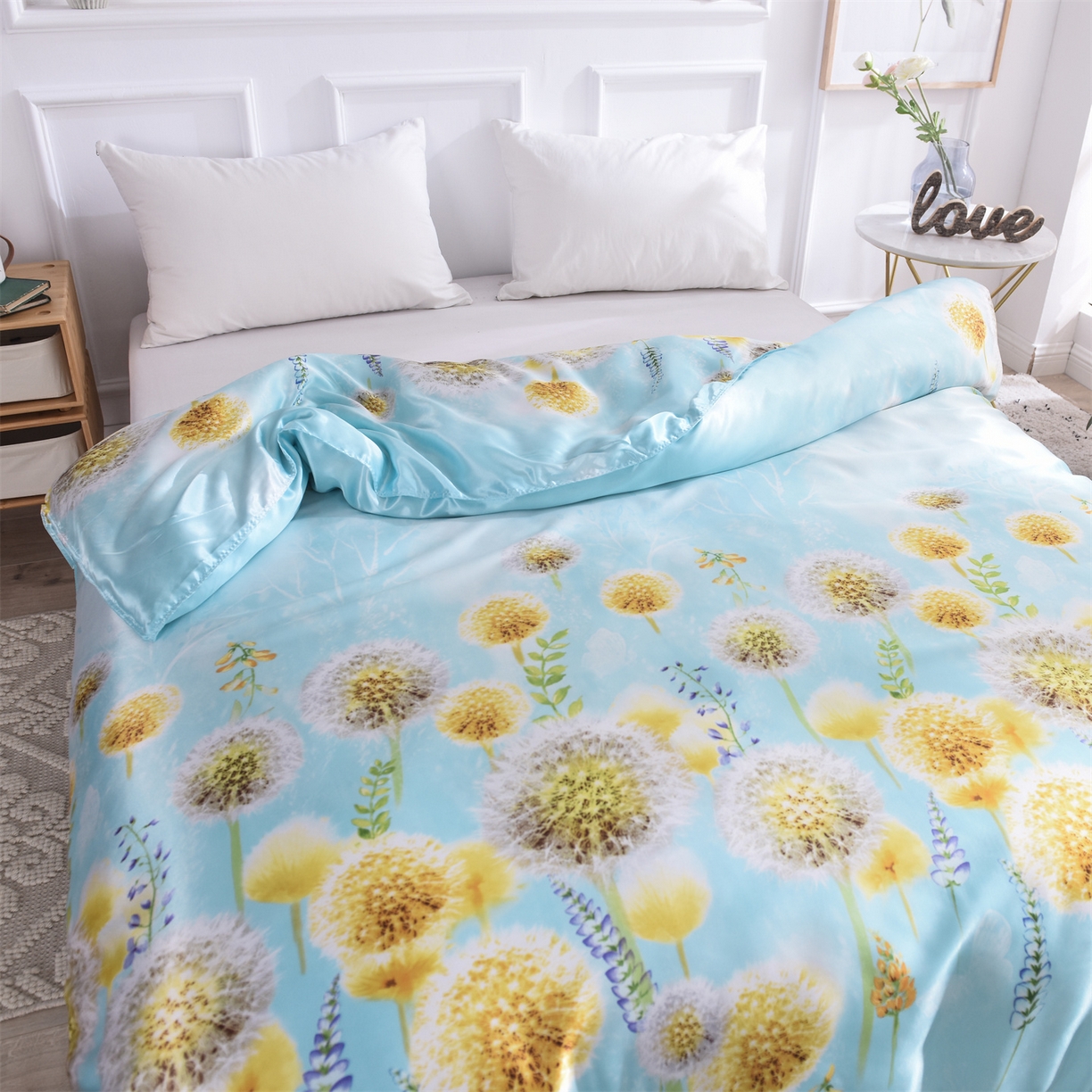 91家纺网 家纺一手货源 找家纺 经年 2026新款印花丝绸冰丝四件套 飞舞之恋