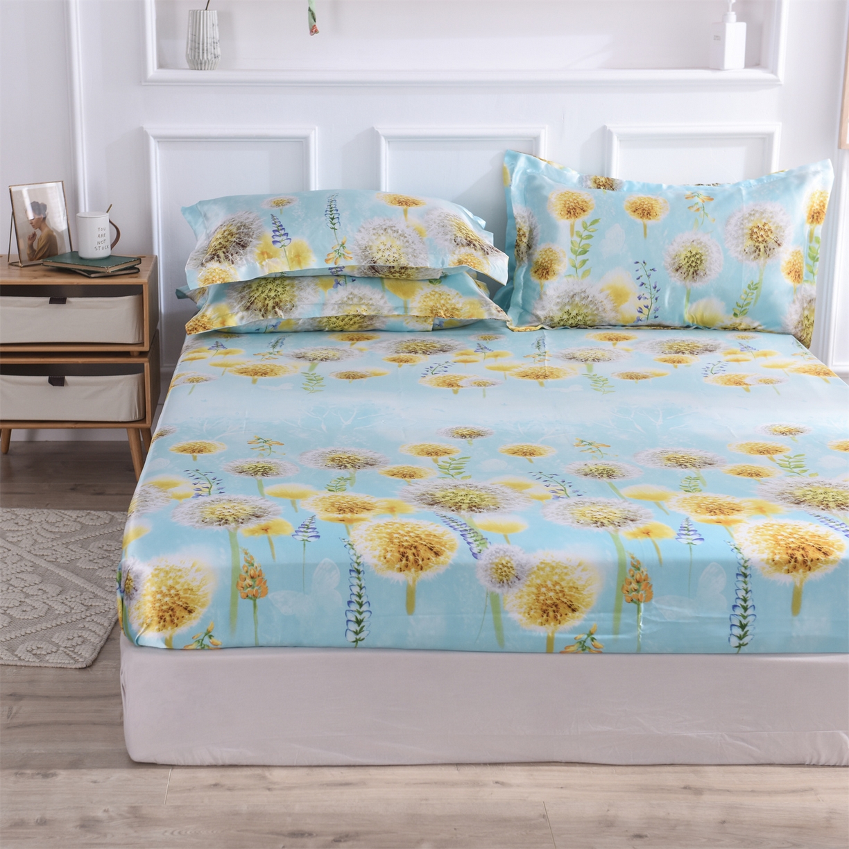 91家纺网 家纺一手货源 找家纺 经年 2026新款印花丝绸冰丝四件套 飞舞之恋