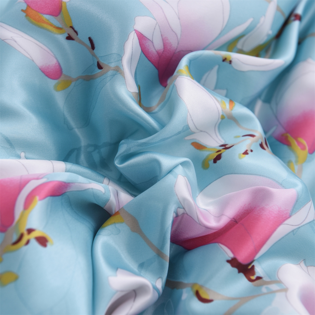 91家纺网 家纺一手货源 找家纺 经年 2026新款印花丝绸冰丝四件套 满意花枝