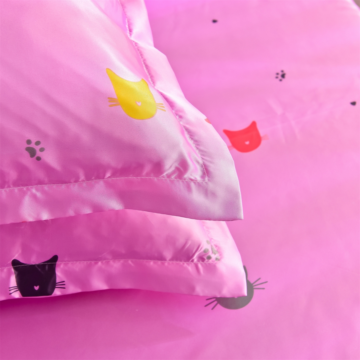 91家纺网 家纺一手货源 找家纺 经年 2026新款印花丝绸冰丝四件套 喵星人