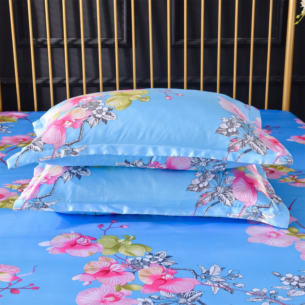 91家纺网 家纺一手货源 找家纺 经年 2026新款印花丝绸冰丝四件套 凝听花意