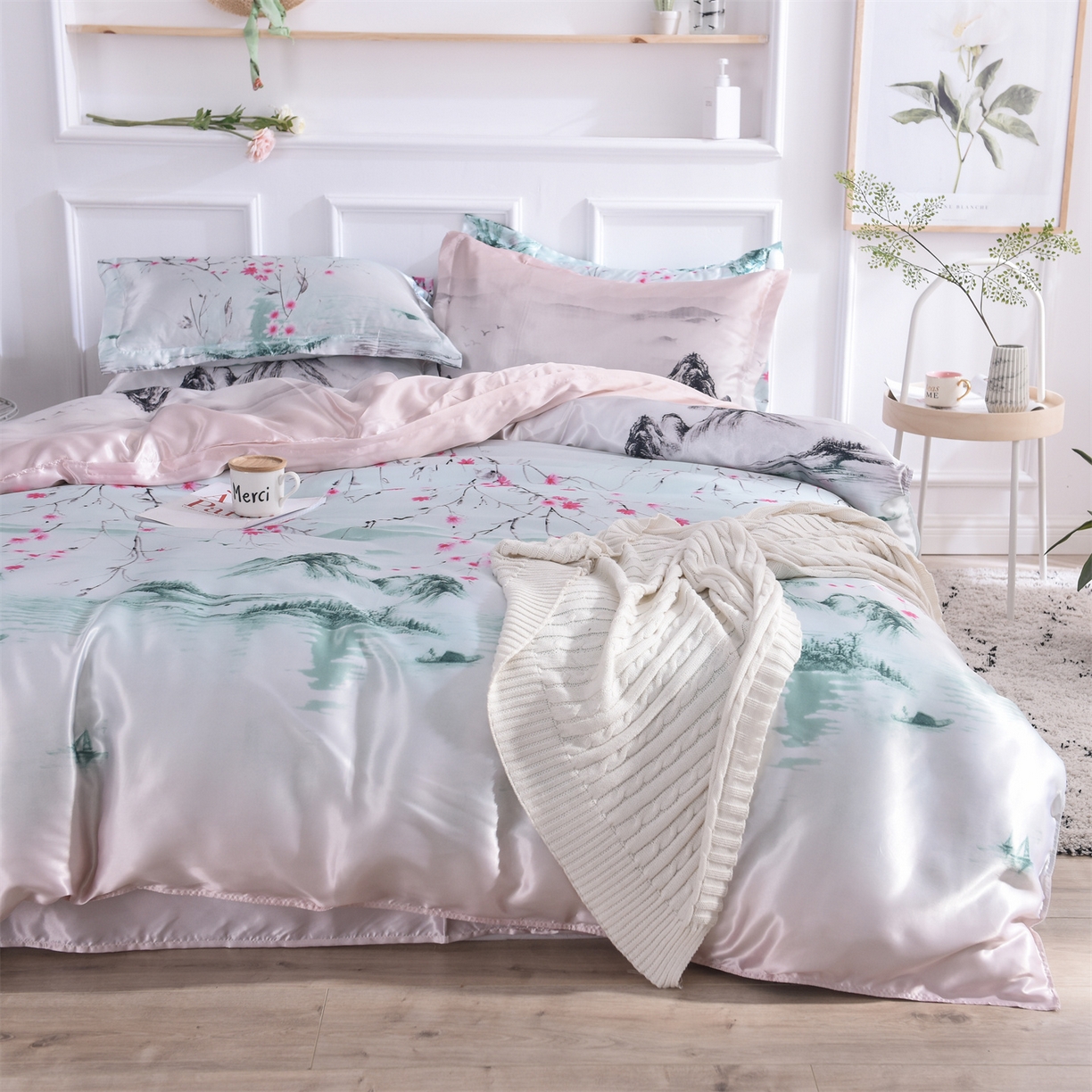 经年 2026新款印花丝绸冰丝四件套 山水之恋