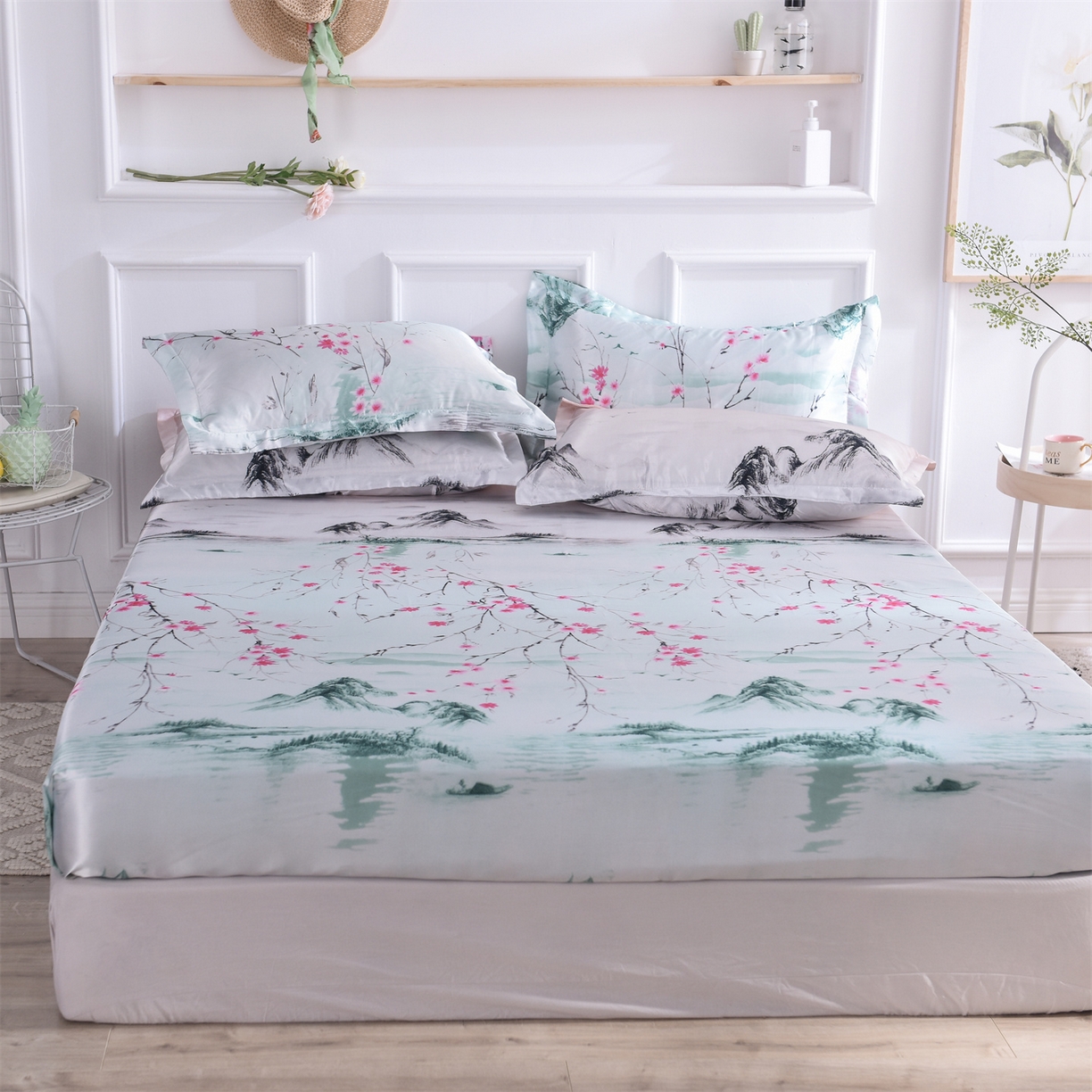 91家纺网 家纺一手货源 找家纺 经年 2026新款印花丝绸冰丝四件套 山水之恋