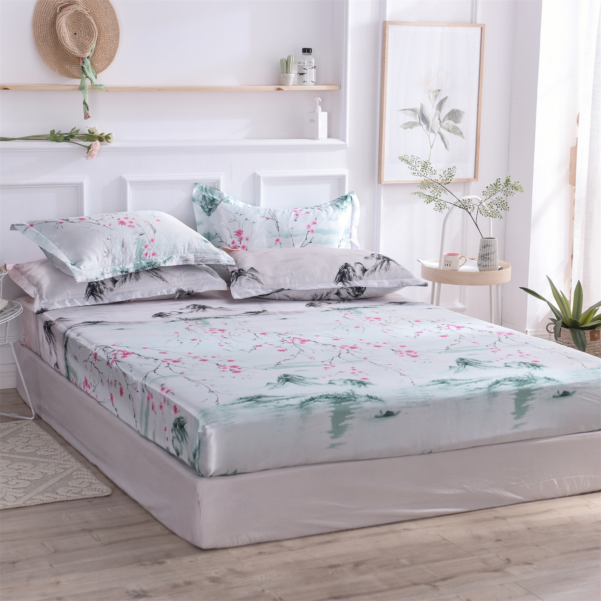 91家纺网 家纺一手货源 找家纺 经年 2026新款印花丝绸冰丝四件套 山水之恋