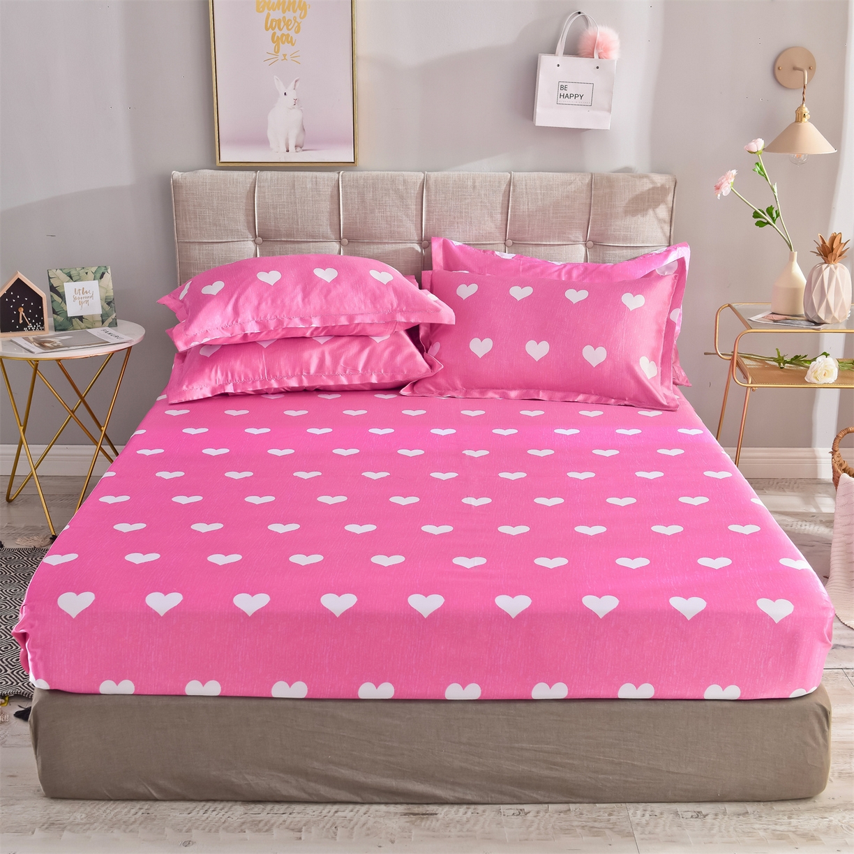 91家纺网 家纺一手货源 找家纺 经年 2026新款印花丝绸冰丝四件套 心纹心语