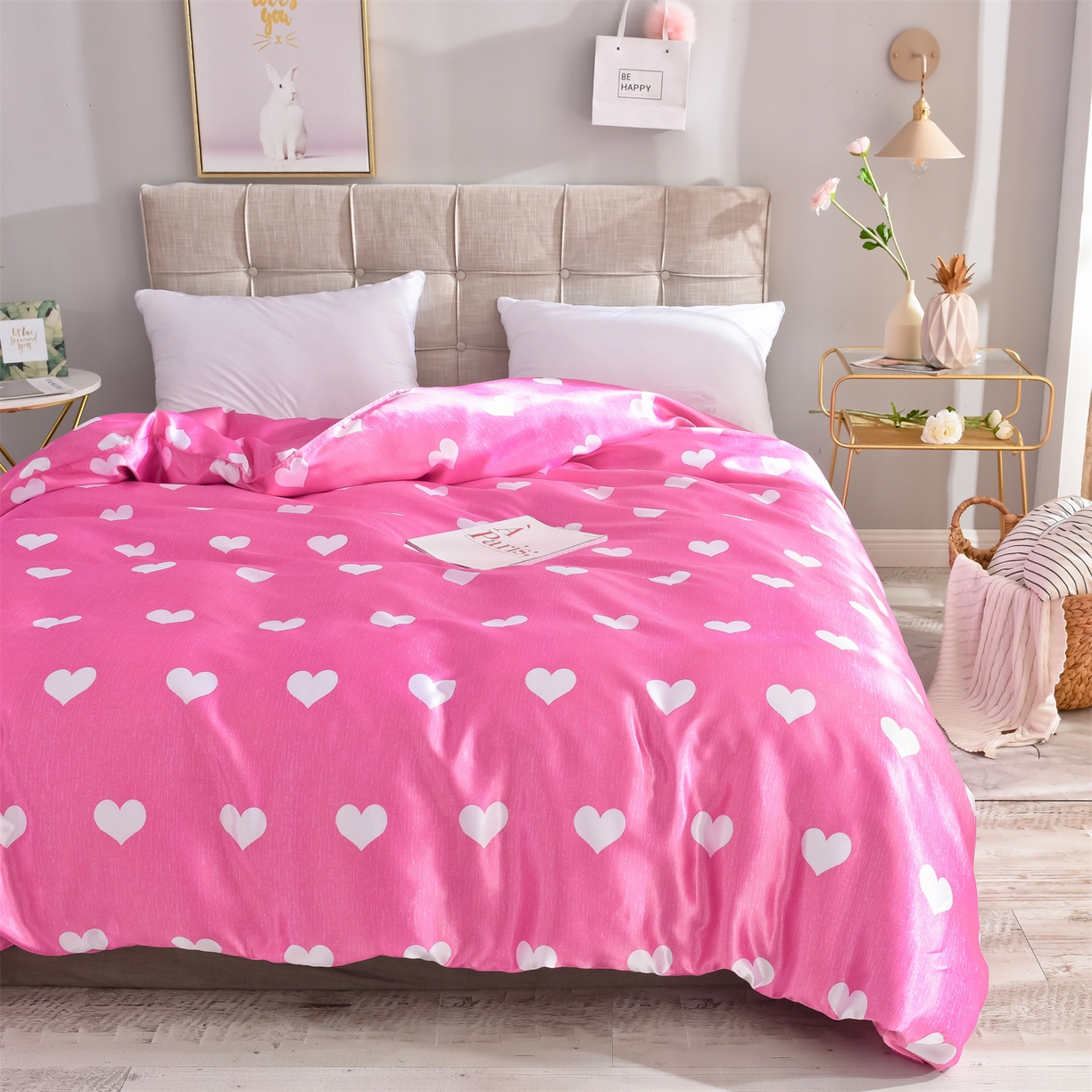 91家纺网 家纺一手货源 找家纺 经年 2026新款印花丝绸冰丝四件套 心纹心语