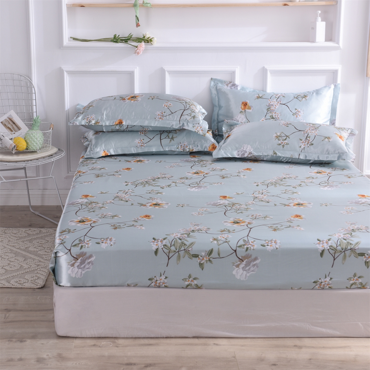 91家纺网 家纺一手货源 找家纺 经年 2026新款印花丝绸冰丝四件套 雅致清香