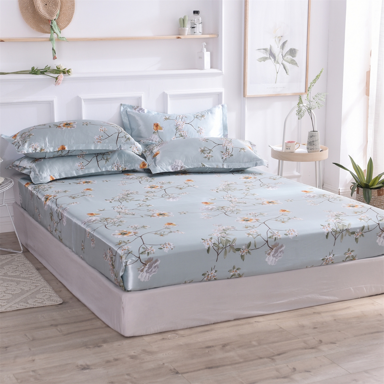 91家纺网 家纺一手货源 找家纺 经年 2026新款印花丝绸冰丝四件套 雅致清香