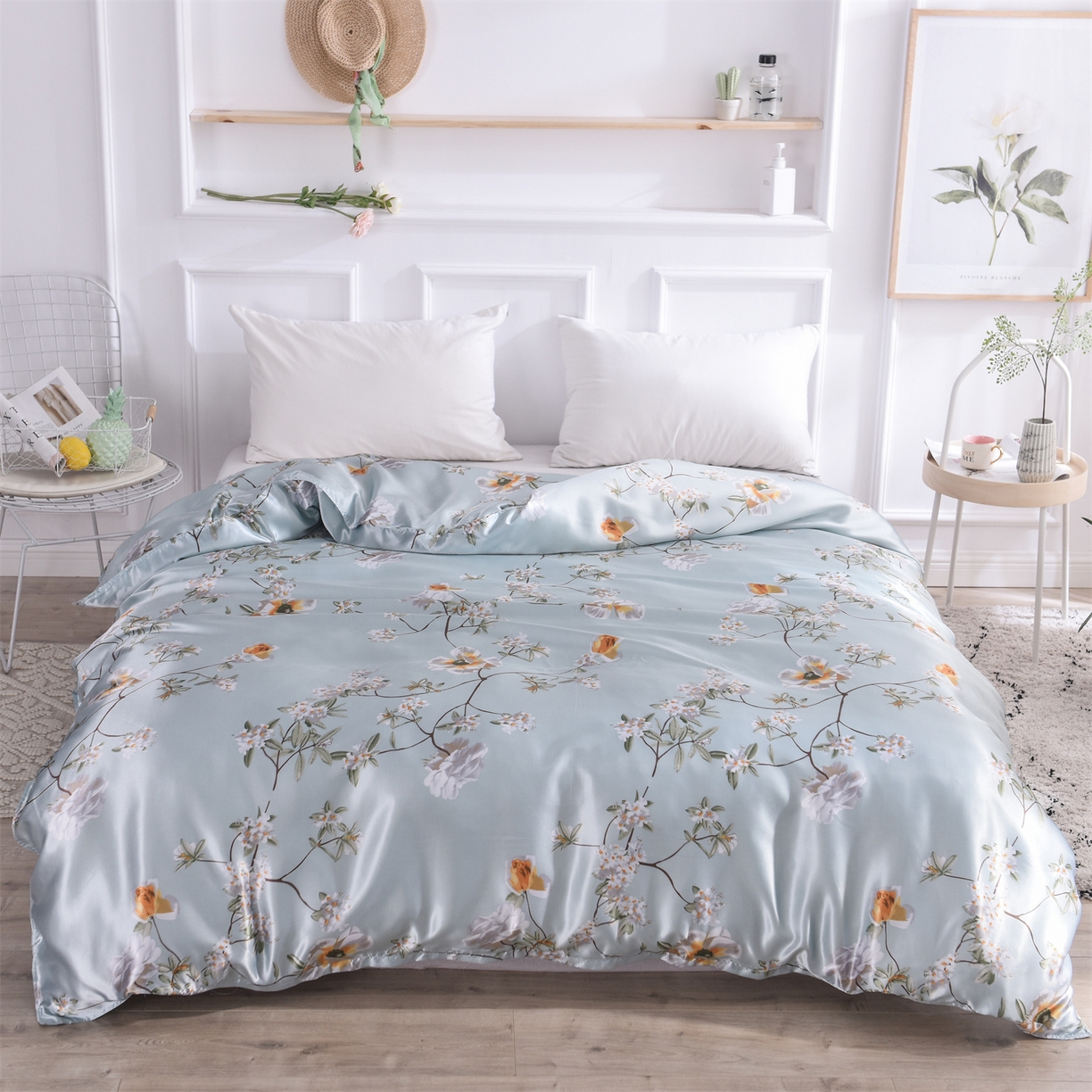 91家纺网 家纺一手货源 找家纺 经年 2026新款印花丝绸冰丝四件套 雅致清香