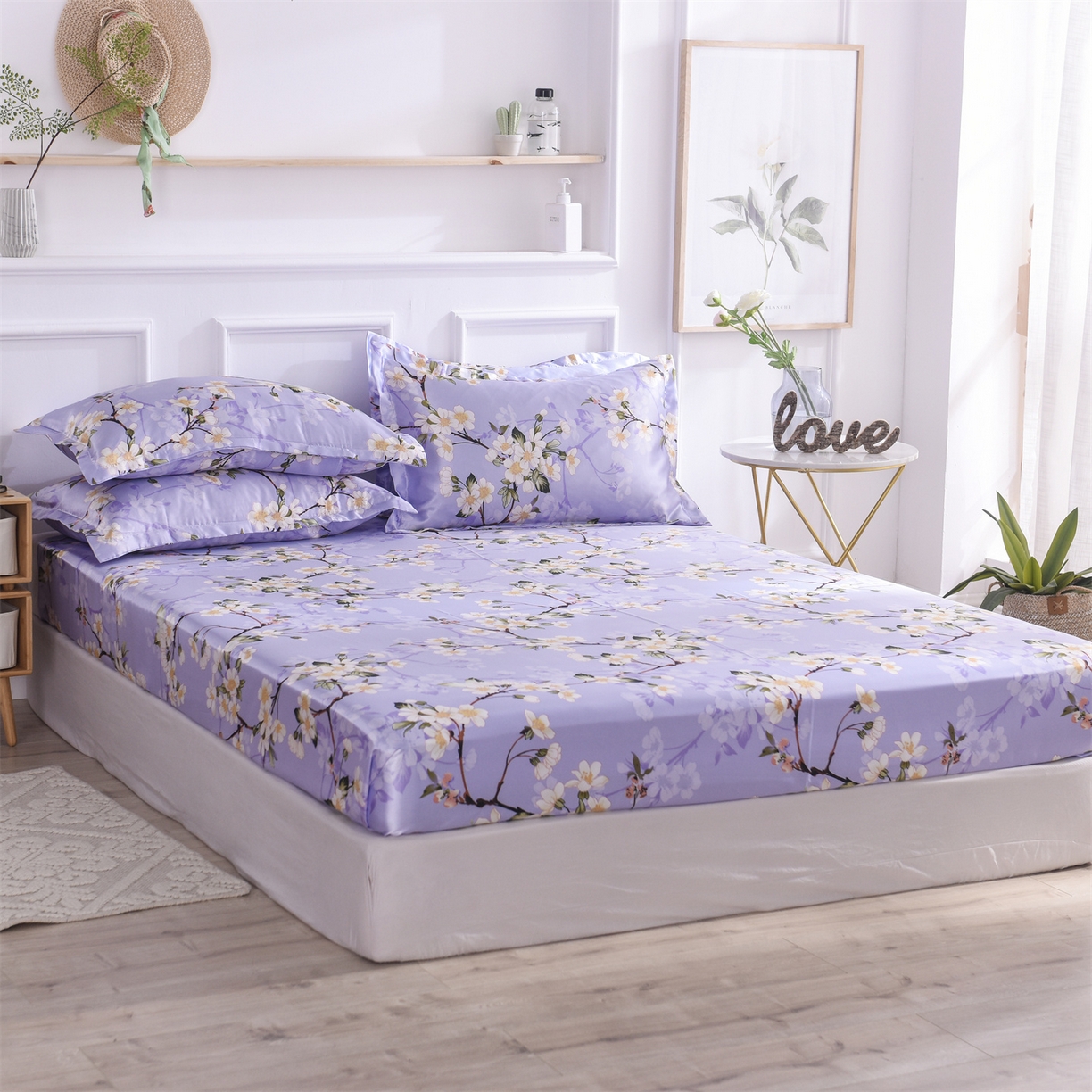 91家纺网 家纺一手货源 找家纺 经年 2026新款印花丝绸冰丝四件套 紫色迷情