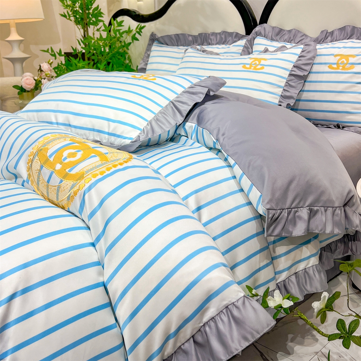 经年 2026新款水洗真丝韩版四件套 浅夏-蓝灰