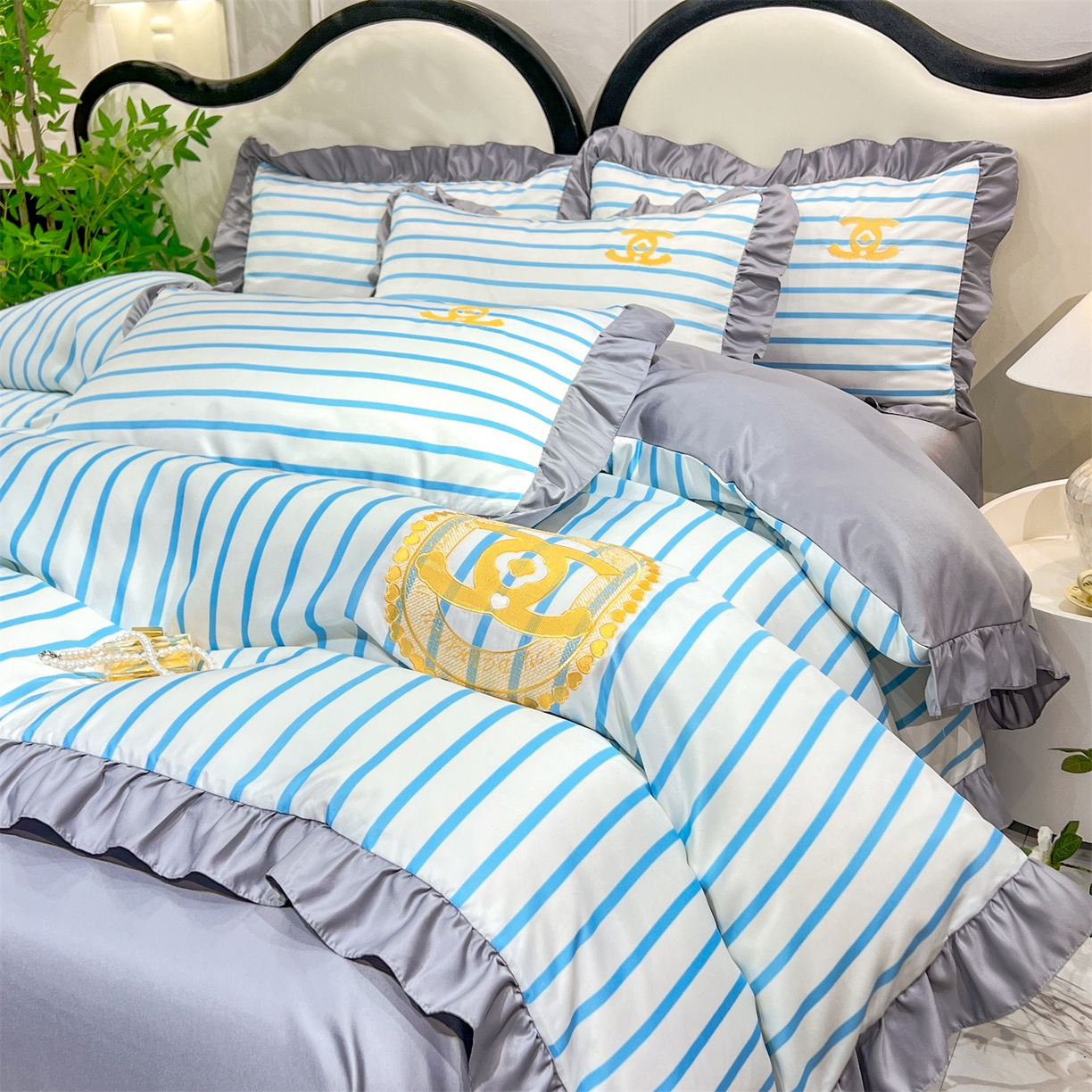 91家纺网 家纺一手货源 找家纺 经年 2026新款水洗真丝韩版四件套 浅夏-蓝灰