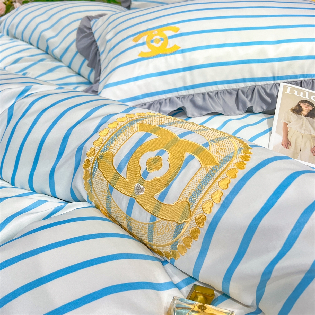 91家纺网 家纺一手货源 找家纺 经年 2026新款水洗真丝韩版四件套 浅夏-蓝灰