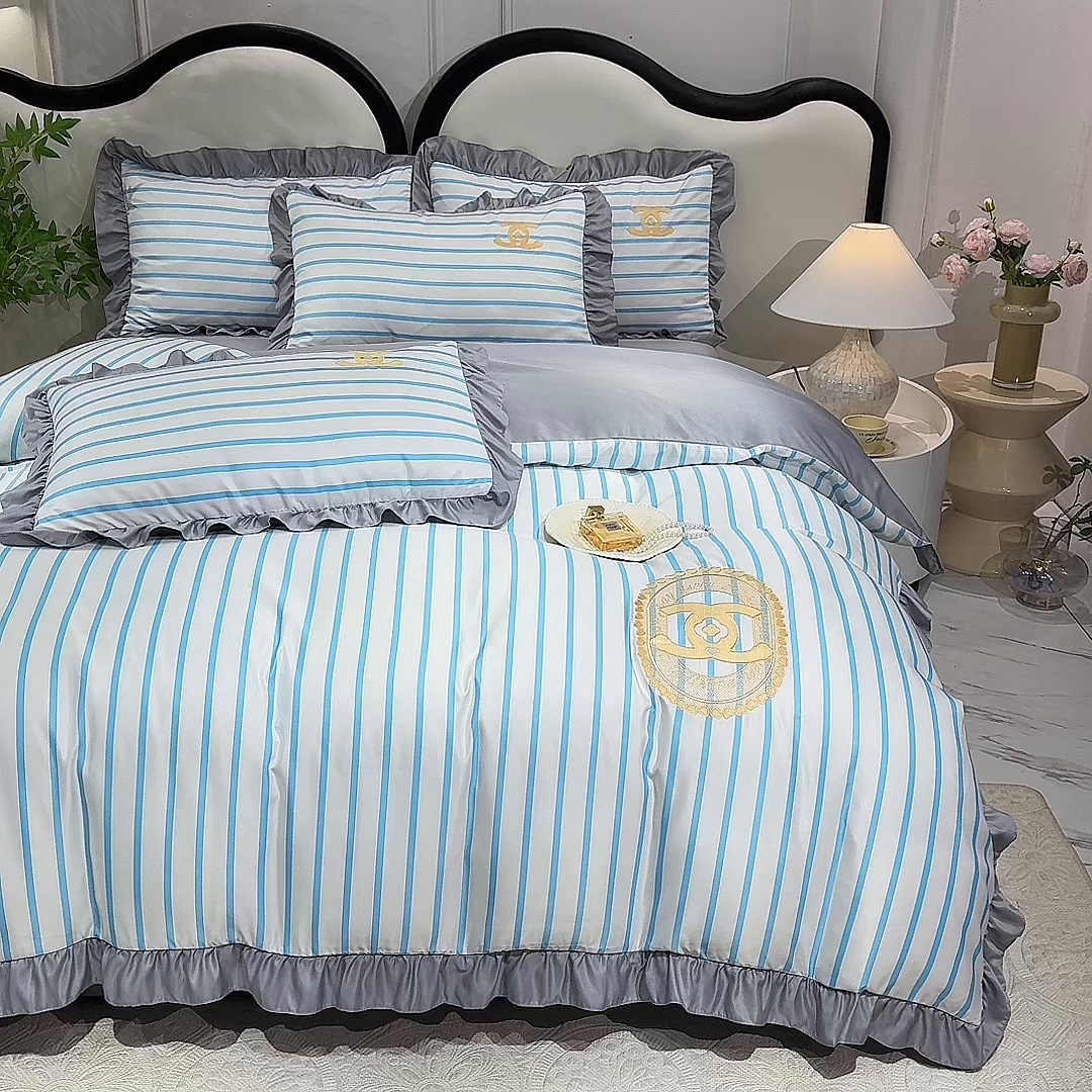 91家纺网 家纺一手货源 找家纺 经年 2026新款水洗真丝韩版四件套 浅夏-蓝灰