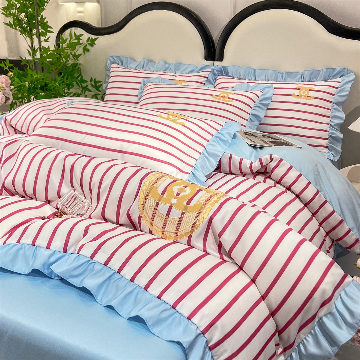 91家纺网 家纺一手货源 找家纺 经年 2026新款水洗真丝韩版四件套 浅夏-玫蓝