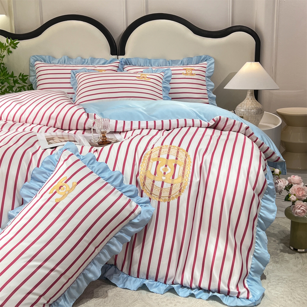 91家纺网 家纺一手货源 找家纺 经年 2026新款水洗真丝韩版四件套 浅夏-玫蓝