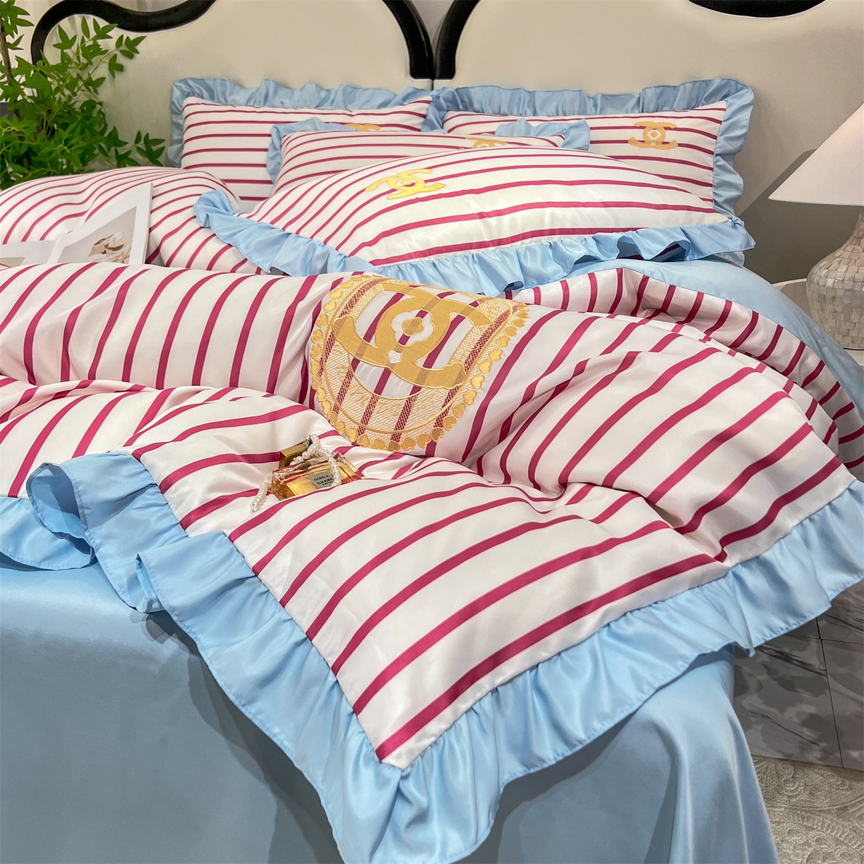 91家纺网 家纺一手货源 找家纺 经年 2026新款水洗真丝韩版四件套 浅夏-玫蓝