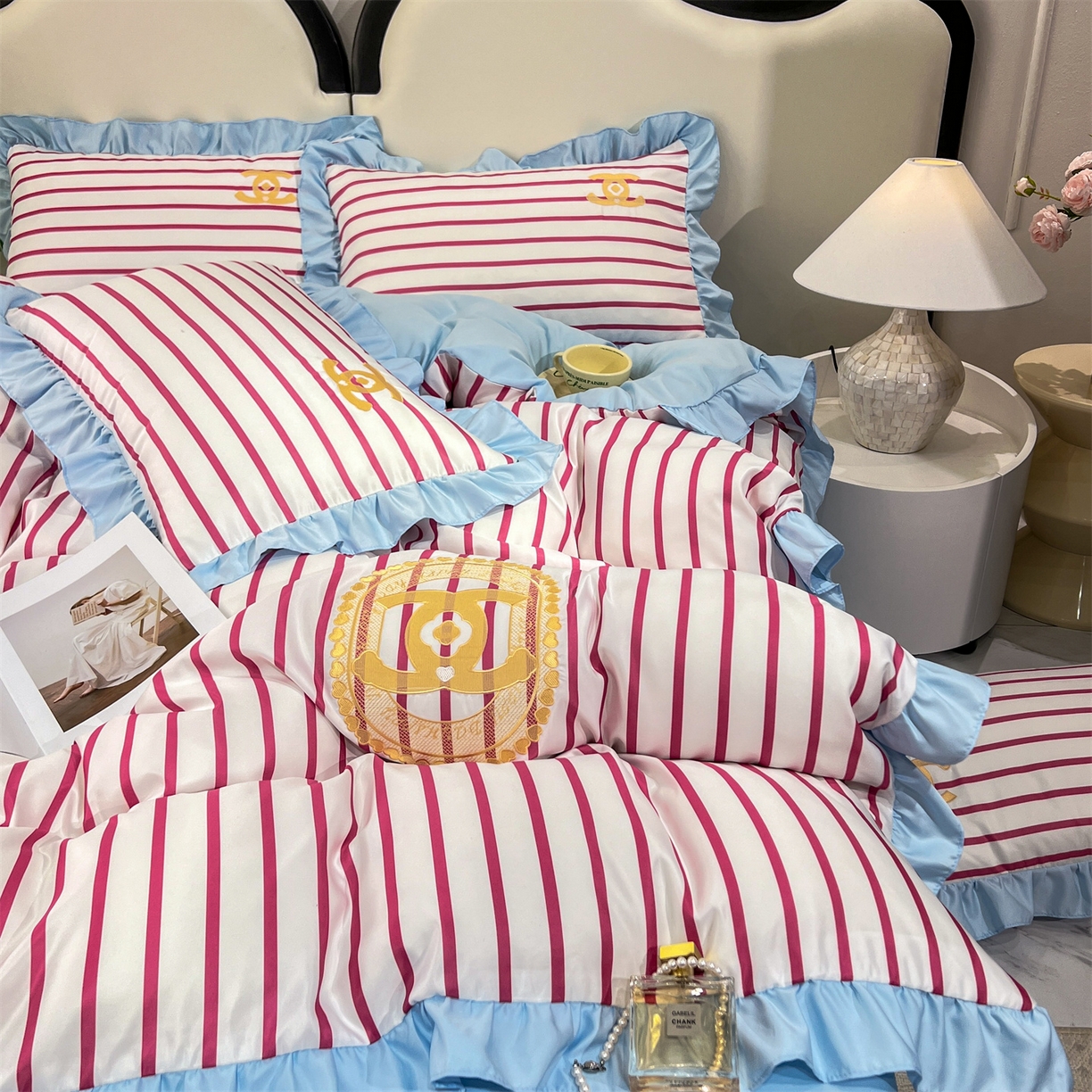 91家纺网 家纺一手货源 找家纺 经年 2026新款水洗真丝韩版四件套 浅夏-玫蓝