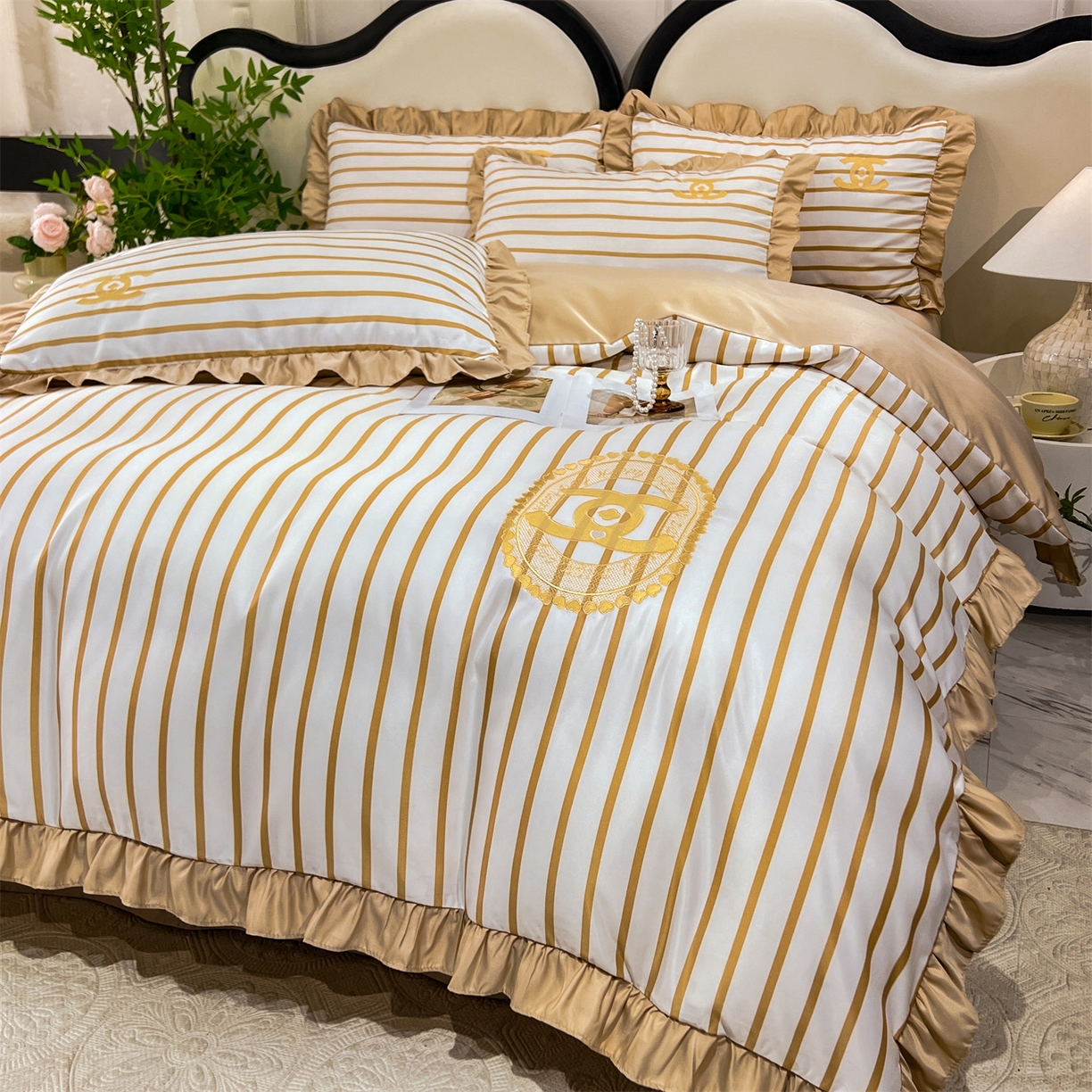 91家纺网 家纺一手货源 找家纺 经年 2026新款水洗真丝韩版四件套 浅夏-香槟