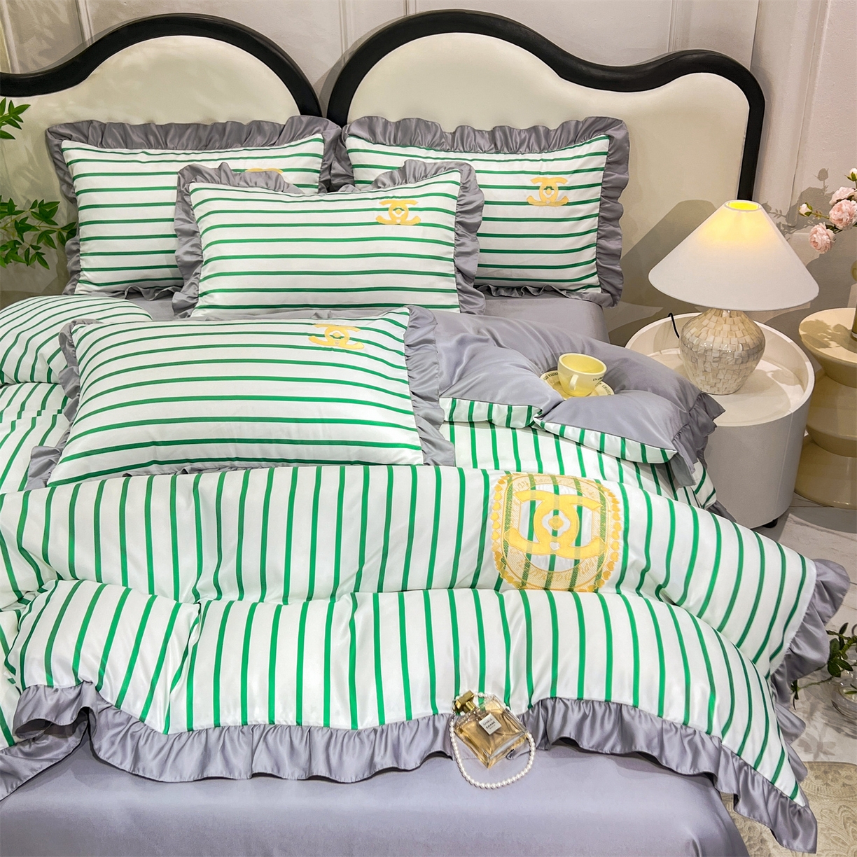 91家纺网 家纺一手货源 找家纺 经年 2026新款水洗真丝韩版四件套 浅夏-香草灰