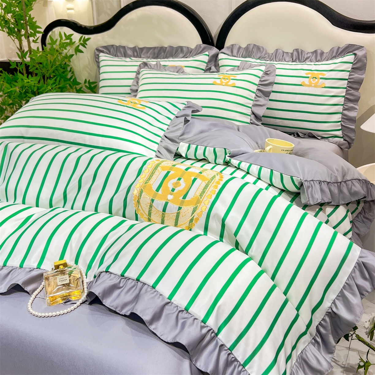 91家纺网 家纺一手货源 找家纺 经年 2026新款水洗真丝韩版四件套 浅夏-香草灰