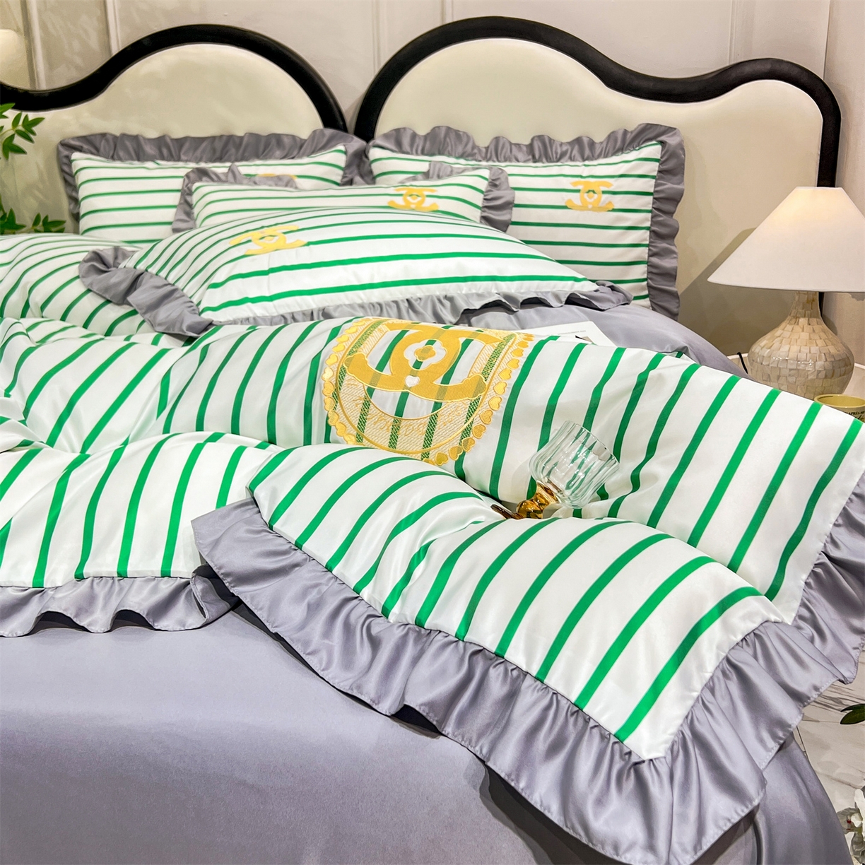 91家纺网 家纺一手货源 找家纺 经年 2026新款水洗真丝韩版四件套 浅夏-香草灰