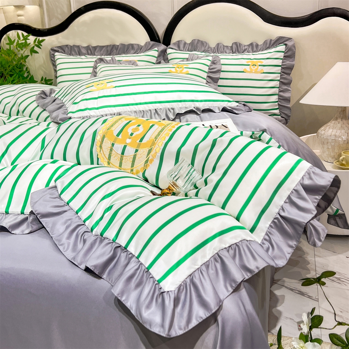 91家纺网 家纺一手货源 找家纺 经年 2026新款水洗真丝韩版四件套 浅夏-香草灰