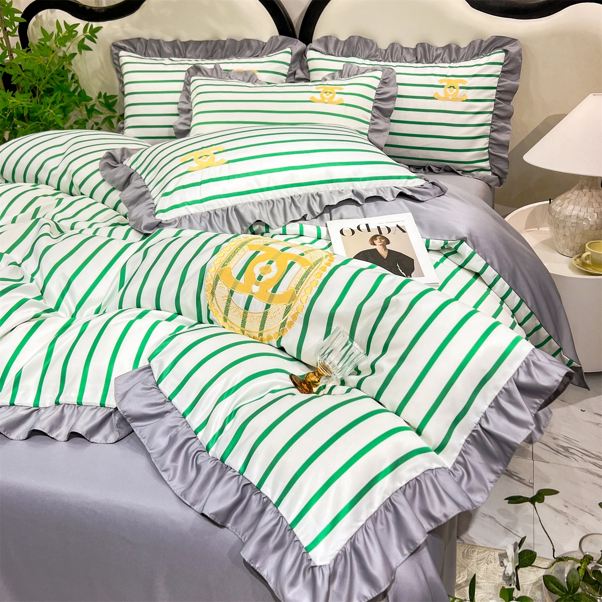 91家纺网 家纺一手货源 找家纺 经年 2026新款水洗真丝韩版四件套 浅夏-香草灰