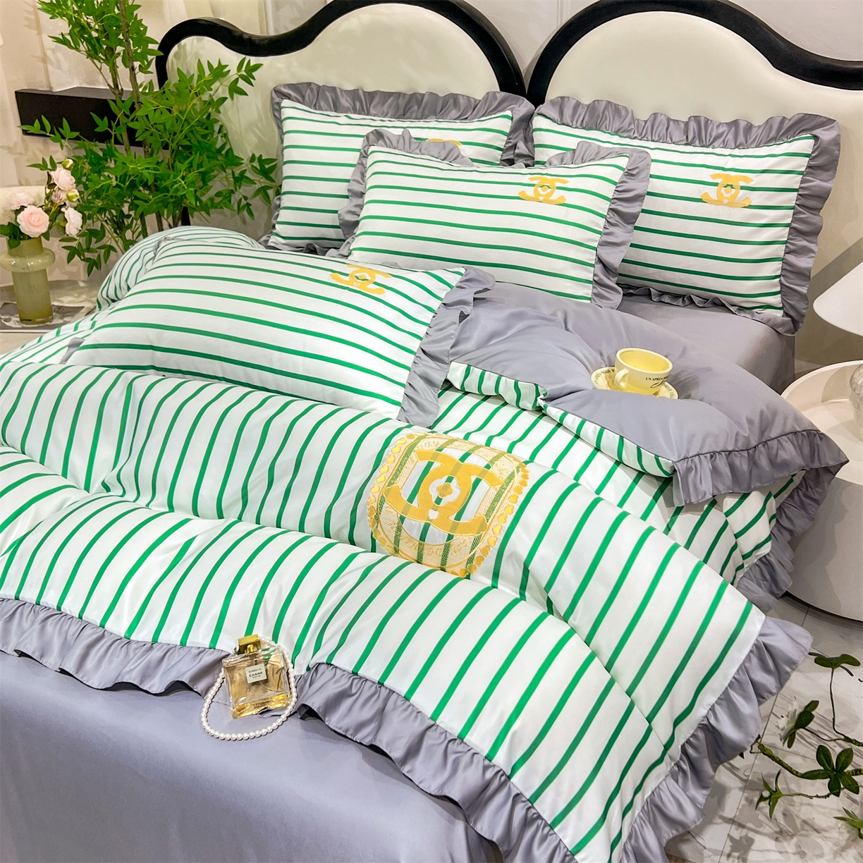 91家纺网 家纺一手货源 找家纺 经年 2026新款水洗真丝韩版四件套 浅夏-香草灰