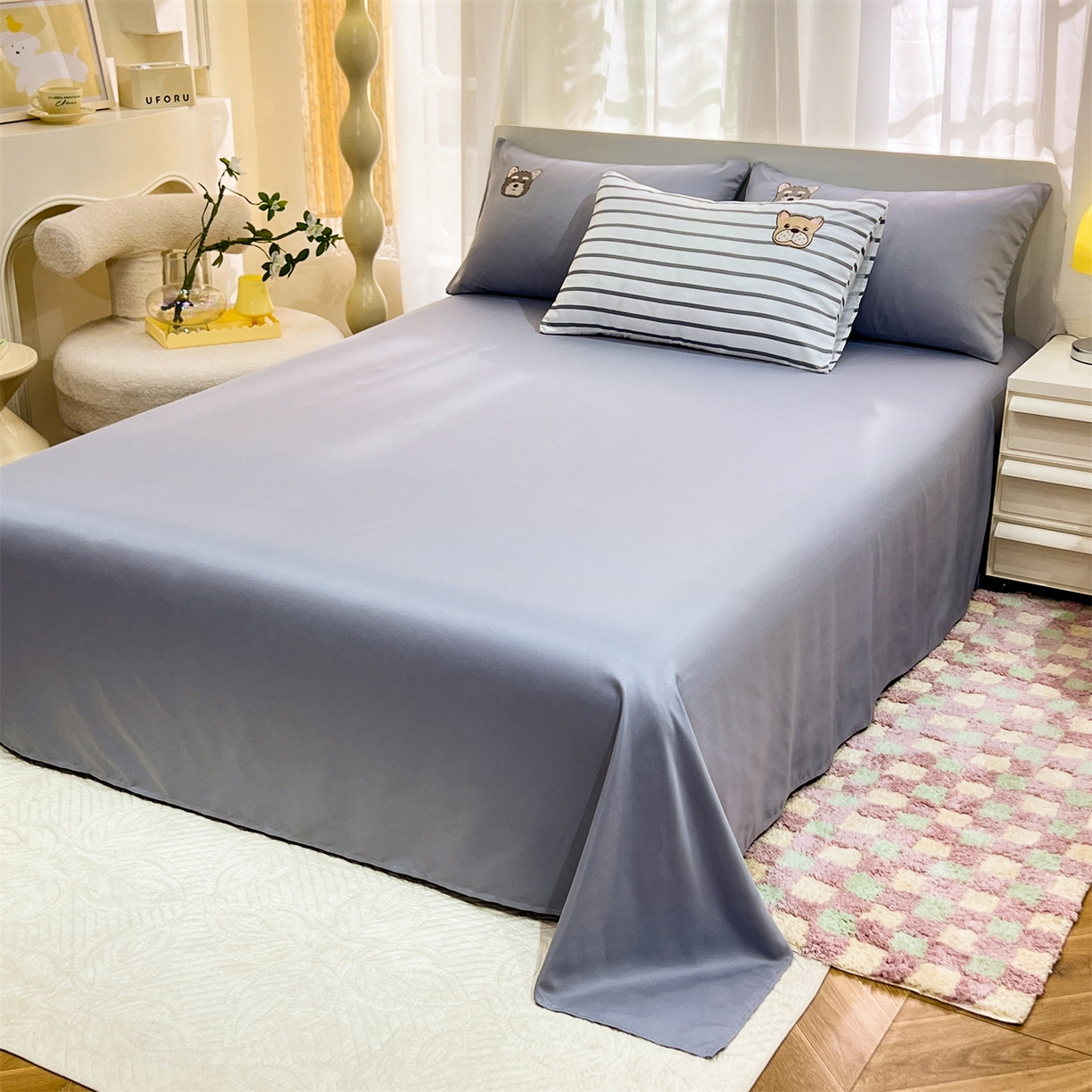 91家纺网 家纺一手货源 找家纺 经年 2026新款水洗真丝四件套-好伙伴 好伙伴-灰