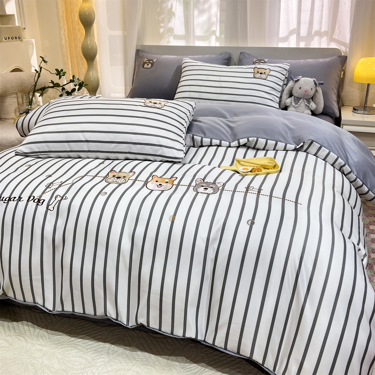 91家纺网 家纺一手货源 找家纺 经年 2026新款水洗真丝四件套-好伙伴 好伙伴-灰