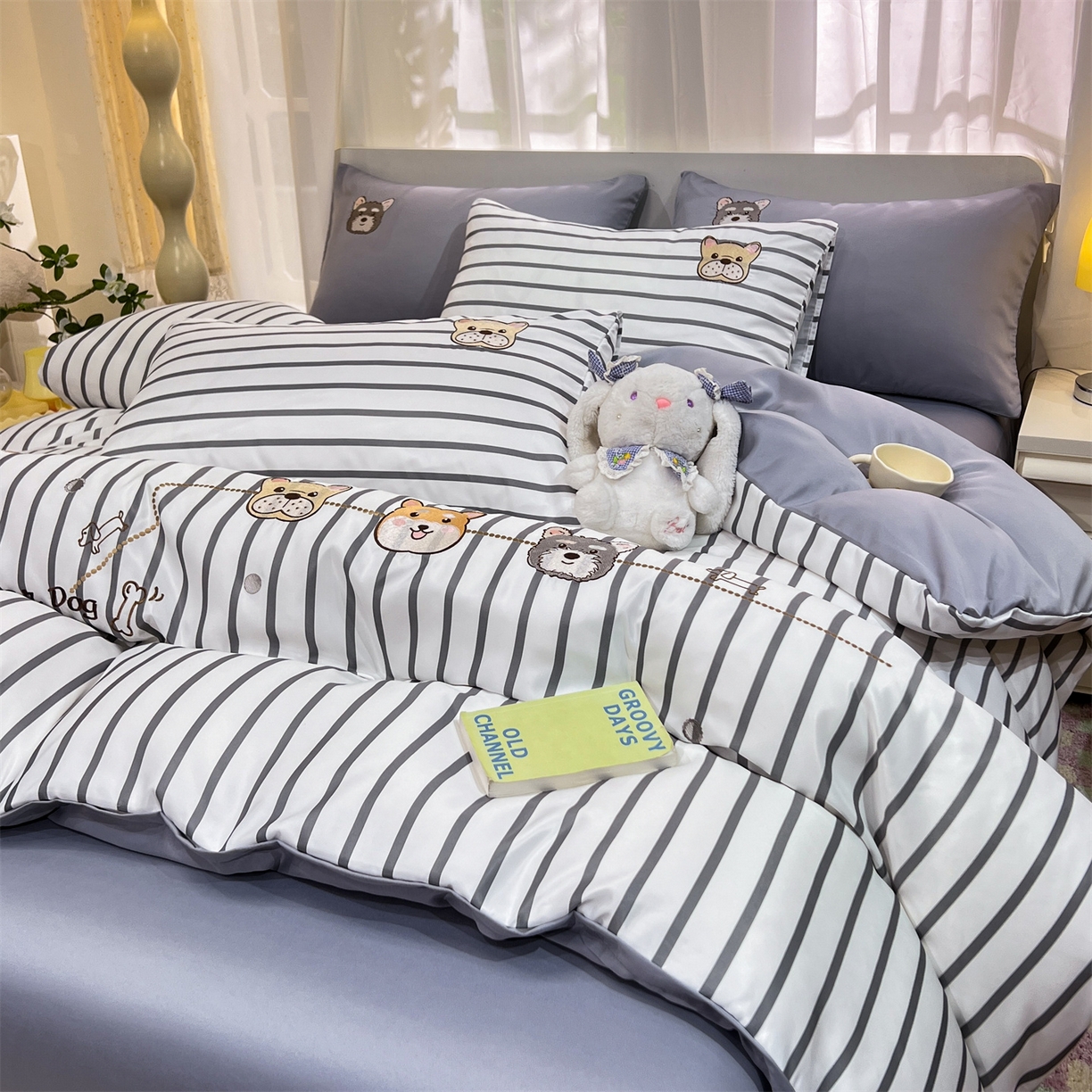 91家纺网 家纺一手货源 找家纺 经年 2026新款水洗真丝四件套-好伙伴 好伙伴-灰